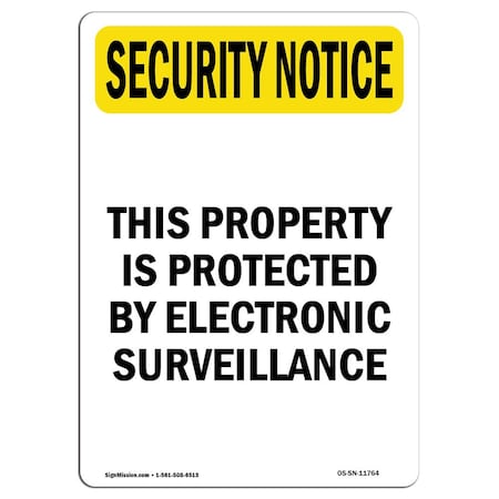 Signmission OSHA Security Sign, 10" Height, Rigid Plastic, Protected Electronic Surveillance, Portrait OS-SN-P-710-V-11764